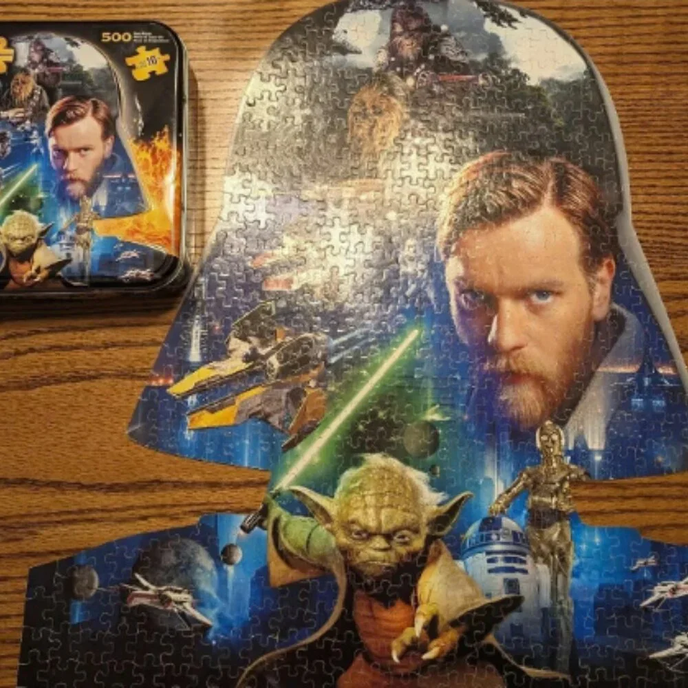 Star Wars Double Sided Puzzle 500 Pieces Metal Tin Complete Darth Vader Yoda