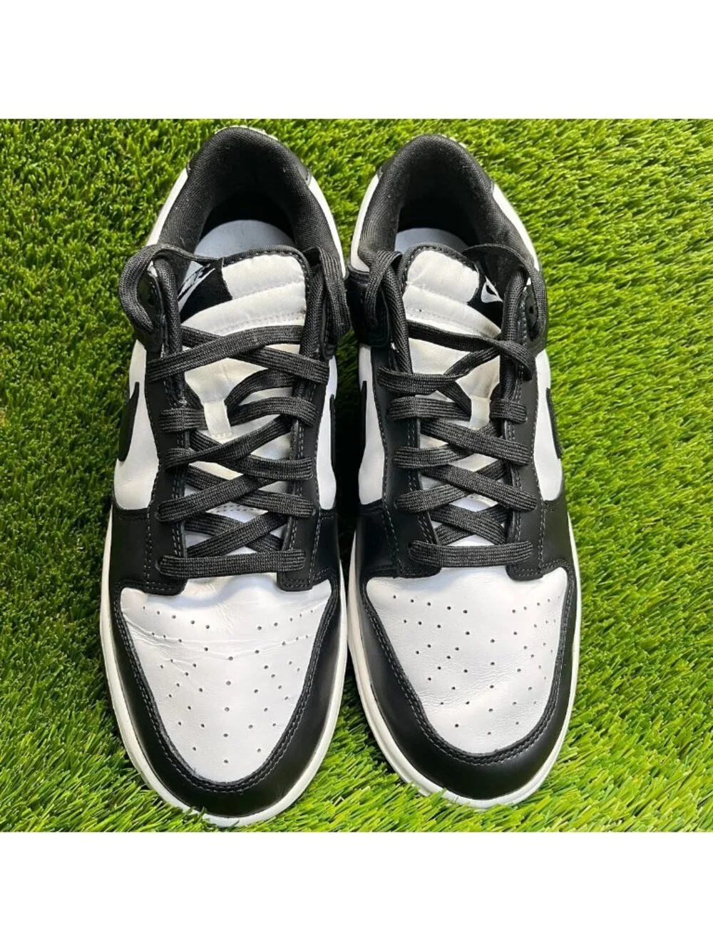 Nike Dunk Low Mens Size 13 White Black Athletic Walking Leather Shoes Sneakers