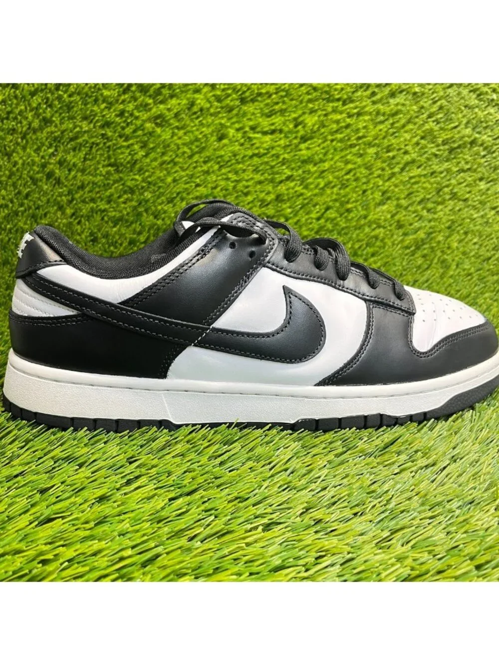 Nike Dunk Low Mens Size 13 White Black Athletic Walking Leather Shoes Sneakers