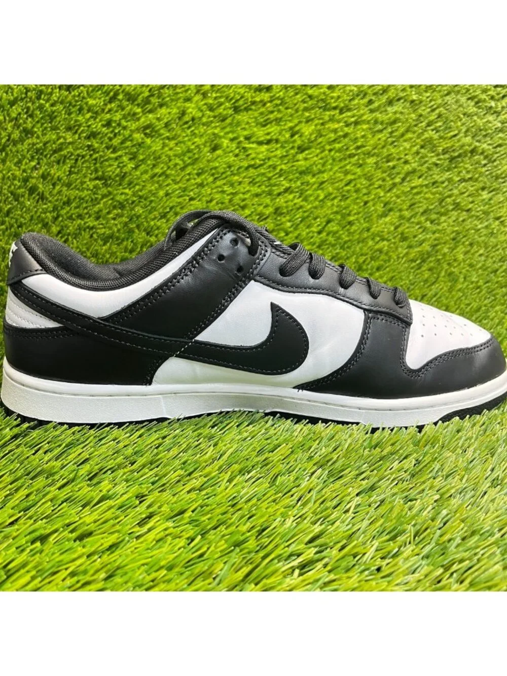 Nike Dunk Low Mens Size 13 White Black Athletic Walking Leather Shoes Sneakers