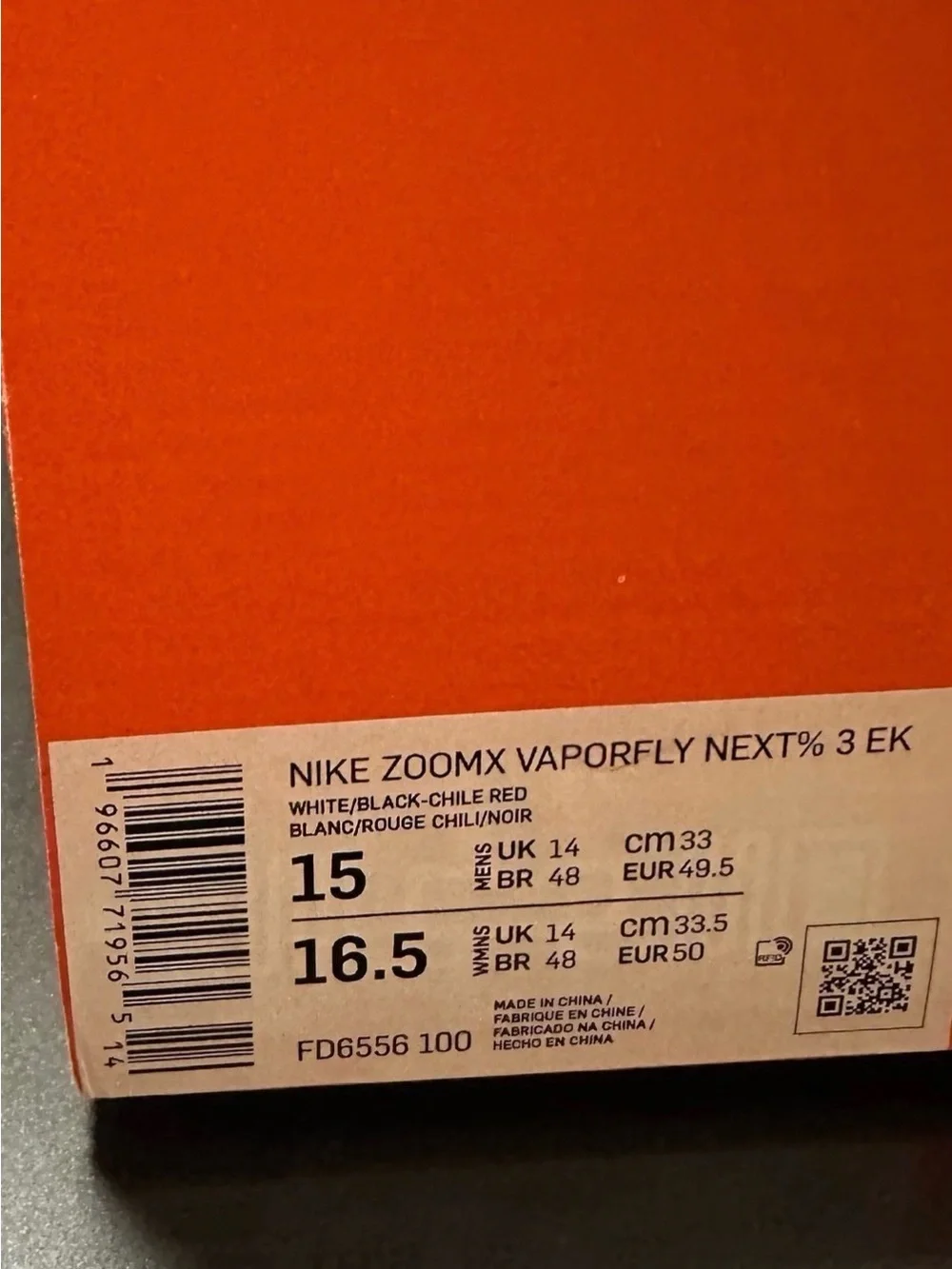 Nike ZoomX Vaporfly Next% 3 EK Eliud Kipchoge Mens size 15 shoes NEW!