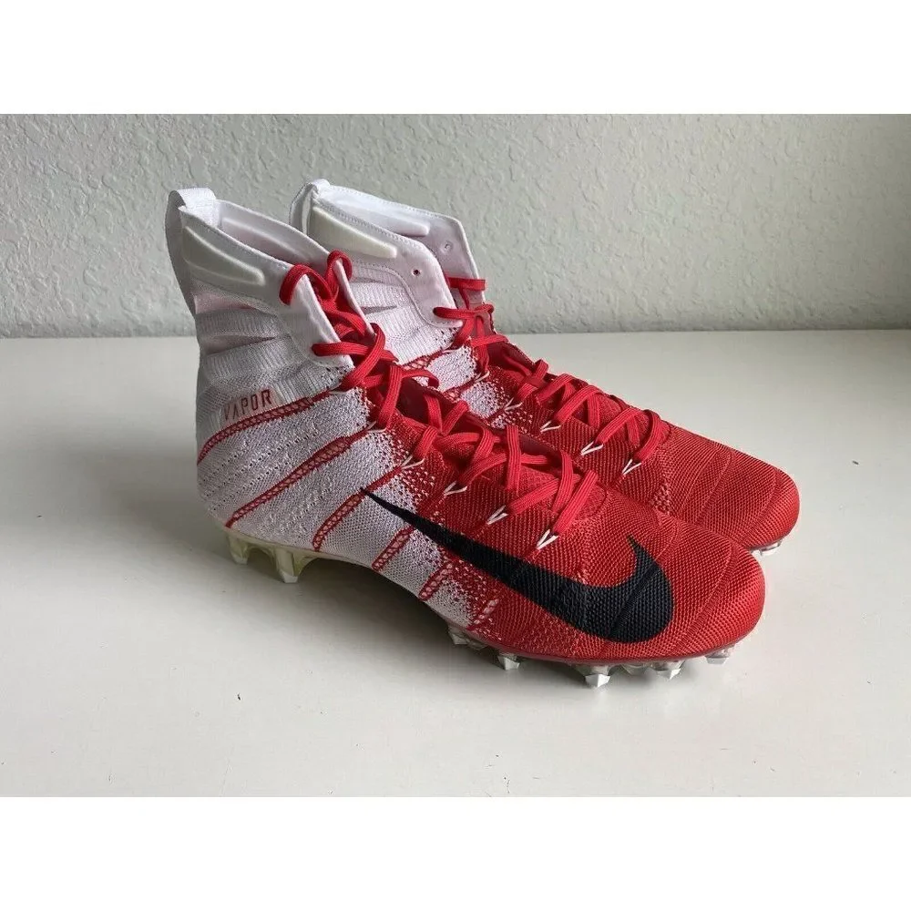 Nike Vapor Untouchable 3 Elite Football Cleats White Gym Red Sz 12.5 AO3006-160‎