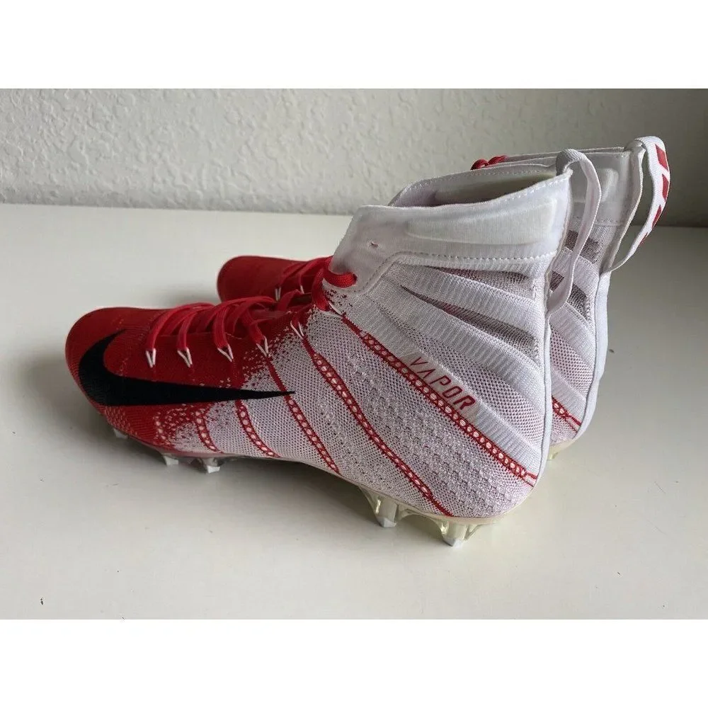 Nike Vapor Untouchable 3 Elite Football Cleats White Gym Red Sz 12.5 AO3006-160‎