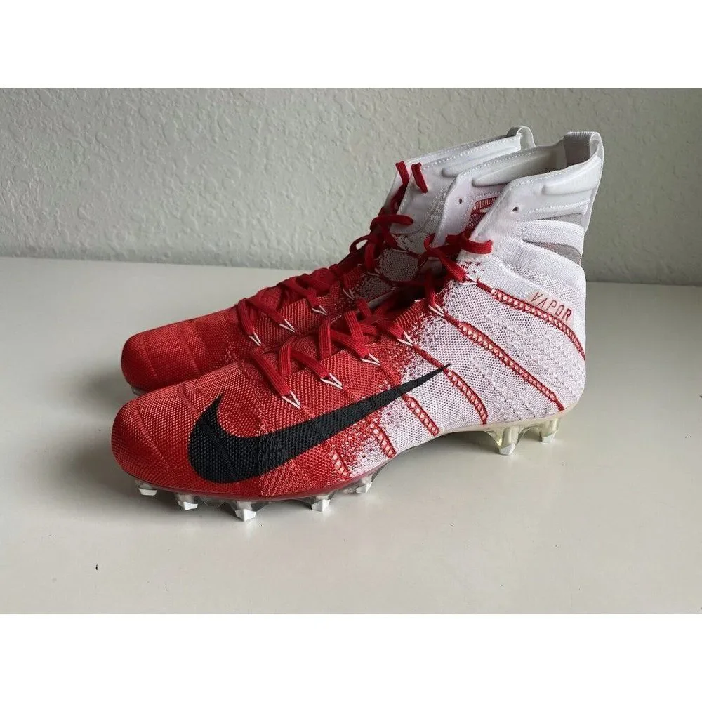 Nike Vapor Untouchable 3 Elite Football Cleats White Gym Red Sz 12.5 AO3006-160‎