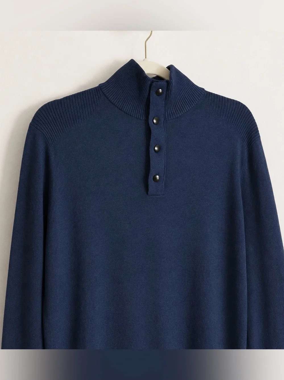 Banana Republic Navy Mock Neck Button Pullover‎ Sweater Tall L
