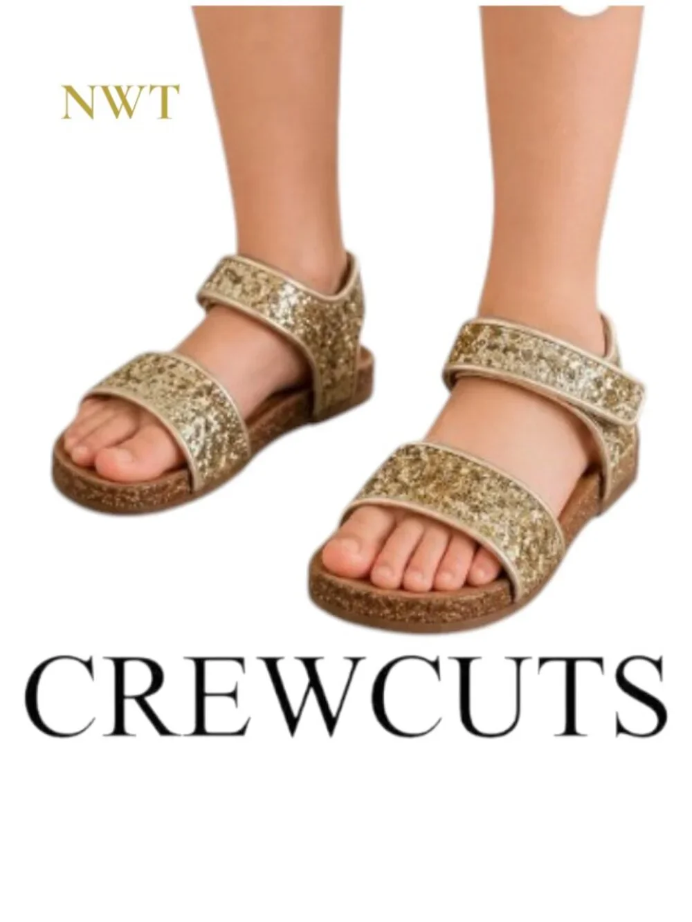 NWT Crewcuts Metallic Gold Glitter Sandals Size 10