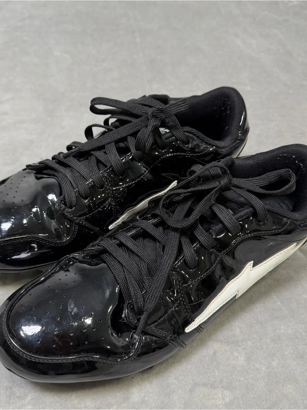Enzo Phantom Black White Patent Leather Men's Cleats Size 12 Limited Edition