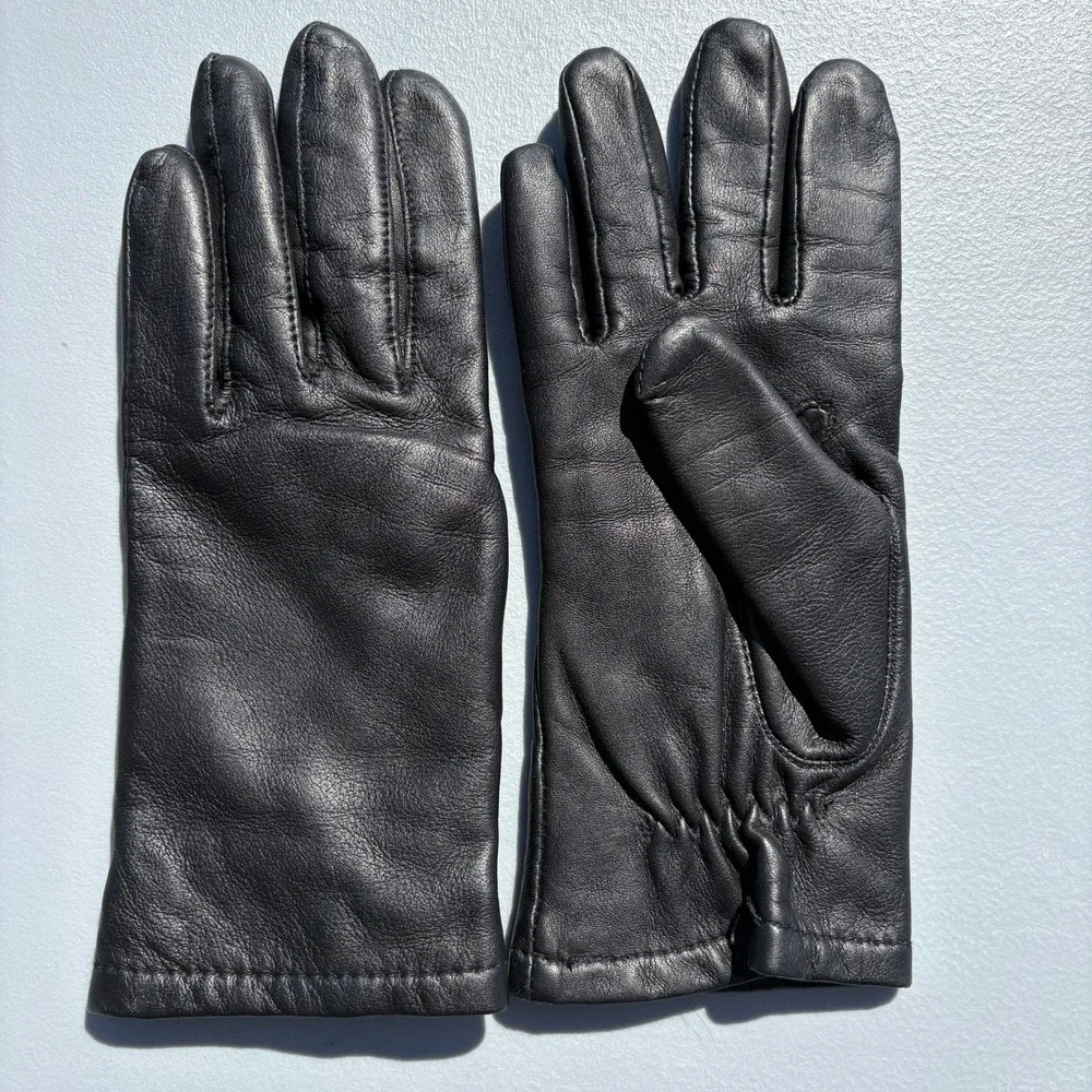 Preston & York‎ Womens Black Leather Gloves Small Soft Lined Winter Classic