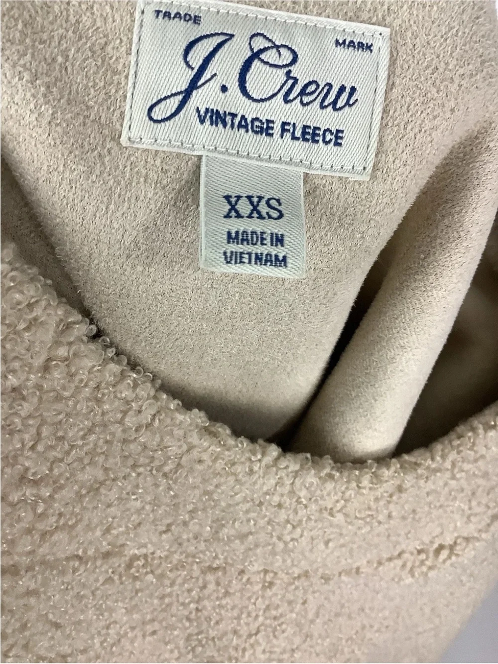 J Crew Sz XXS Teddy Cropped Soft Feel Sherpa Pullover Autumn Sweatshirt Tan
