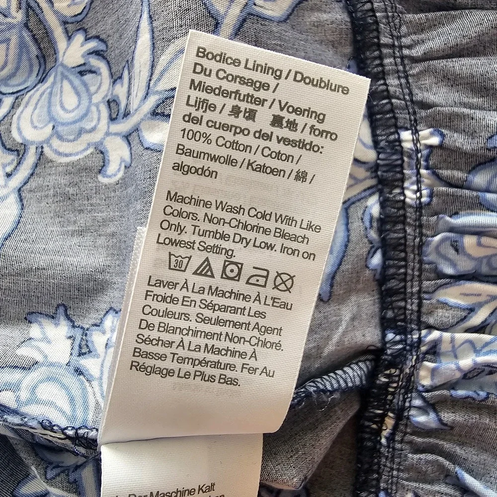 J Crew 14 Blue Floral Tiered Midi Dress Cotton Poplin Puff Sleeve Stretch Preppy