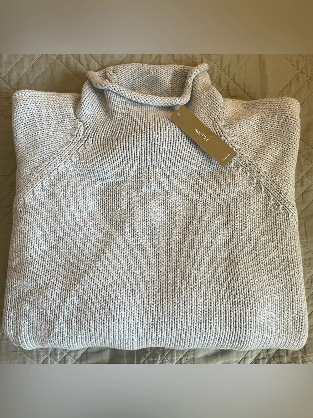 J. CREW 1988 RollneckT™ sweater in cotton Heather Sky Size S NWD $98 BW186