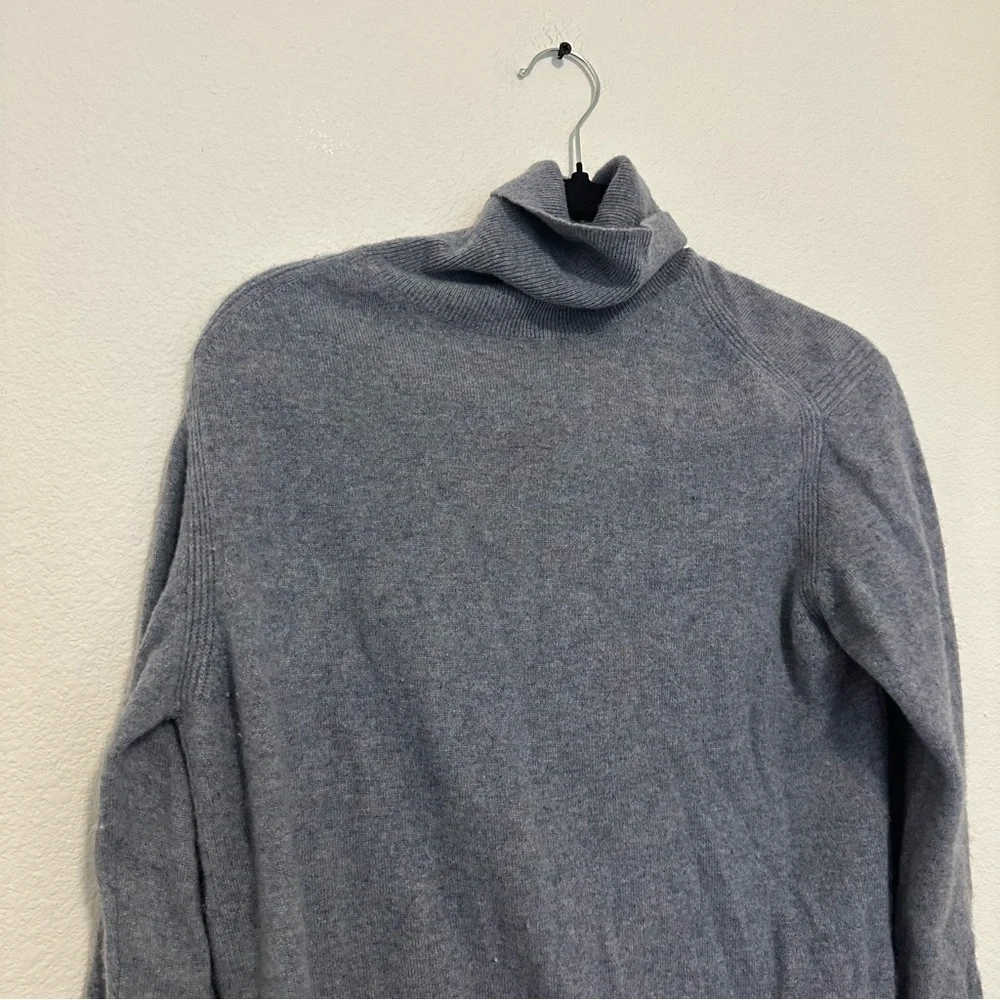 J Crew Cashmere Fold Over Turtlen Sweater Light Blue Gray Color Size Small Women