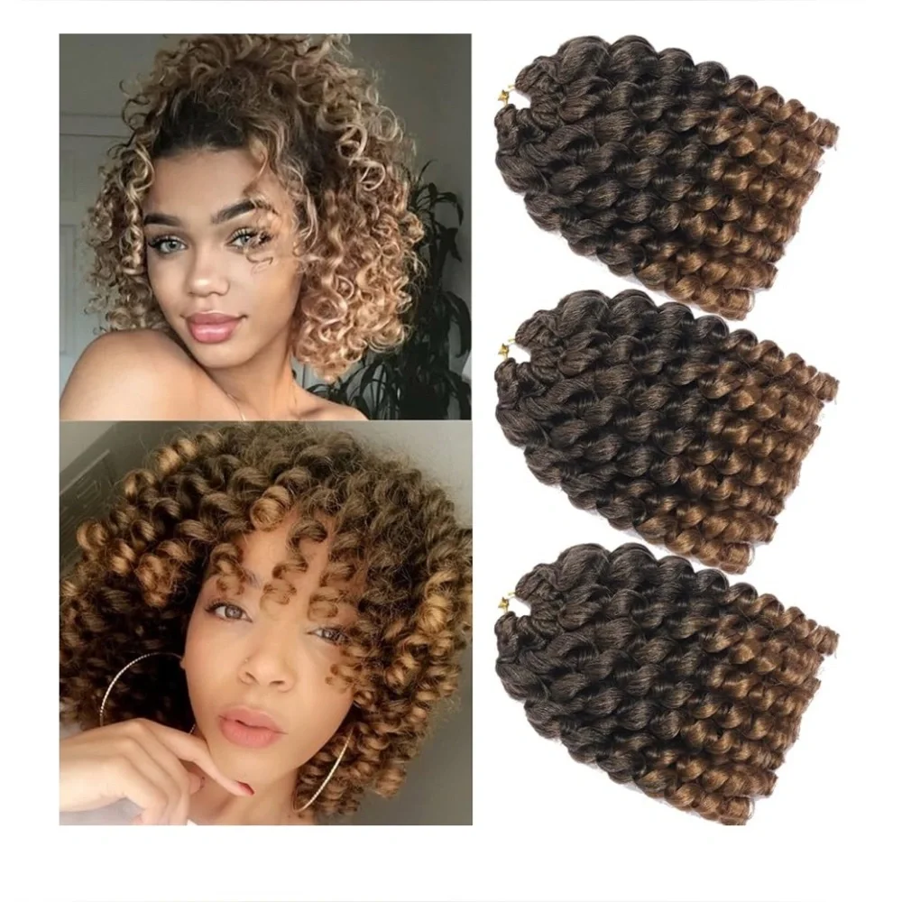 Assorted Ombre 8 Inch Wand Curl Crochet Hair Jamaican Bounce