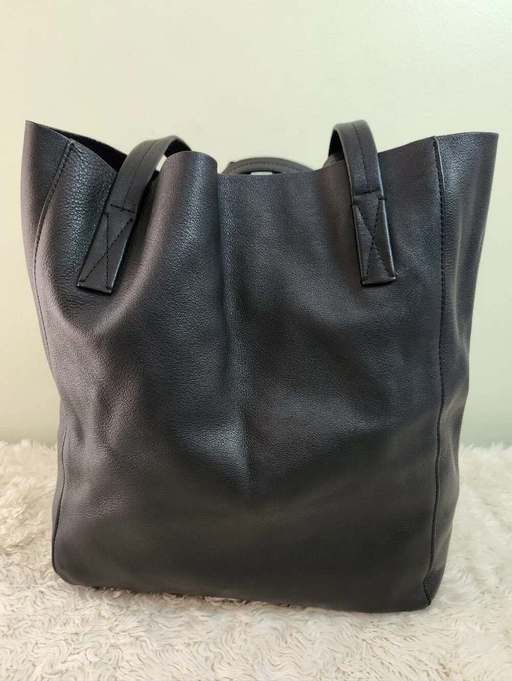 J.Crew Black Leather Tote Bag Style AH945