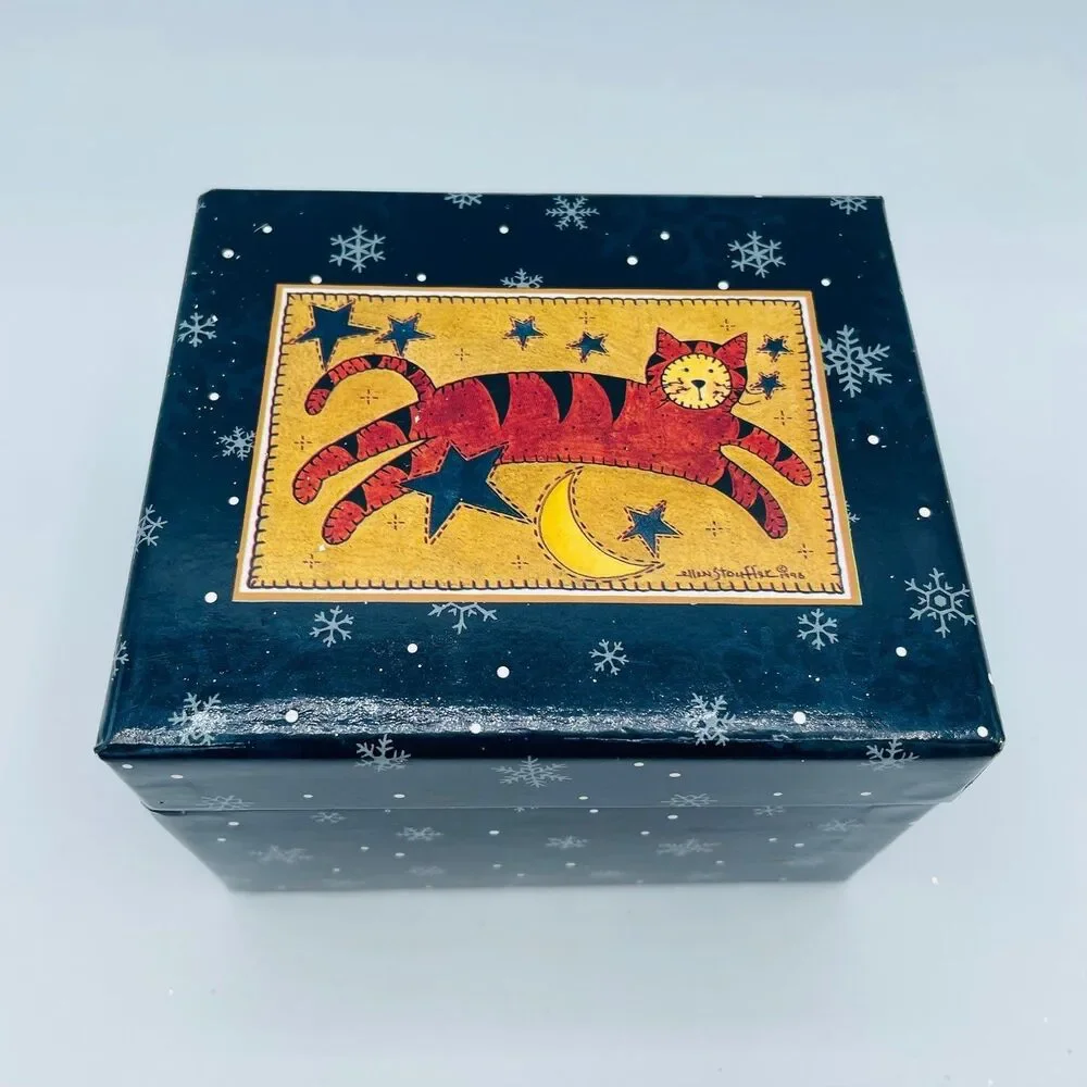 Lang Ornaments Jumping Cat Over Star Patchwork Christmas Tree Ornament ES #2 Box