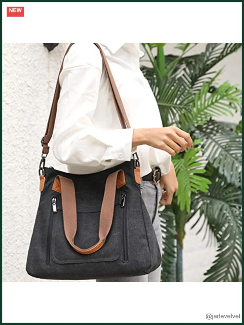 Canvas Tote Bag Work Shoulder Crossbody Multi-pocket Handbags