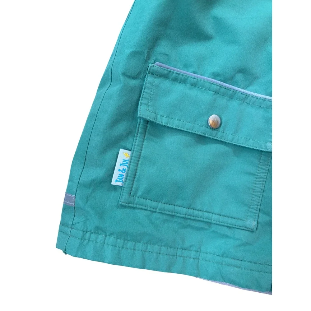 Jan & Jul Kids Green Fleece Lined Hooded Rain Jacket Coat Size 5T 5-6Y Unisex