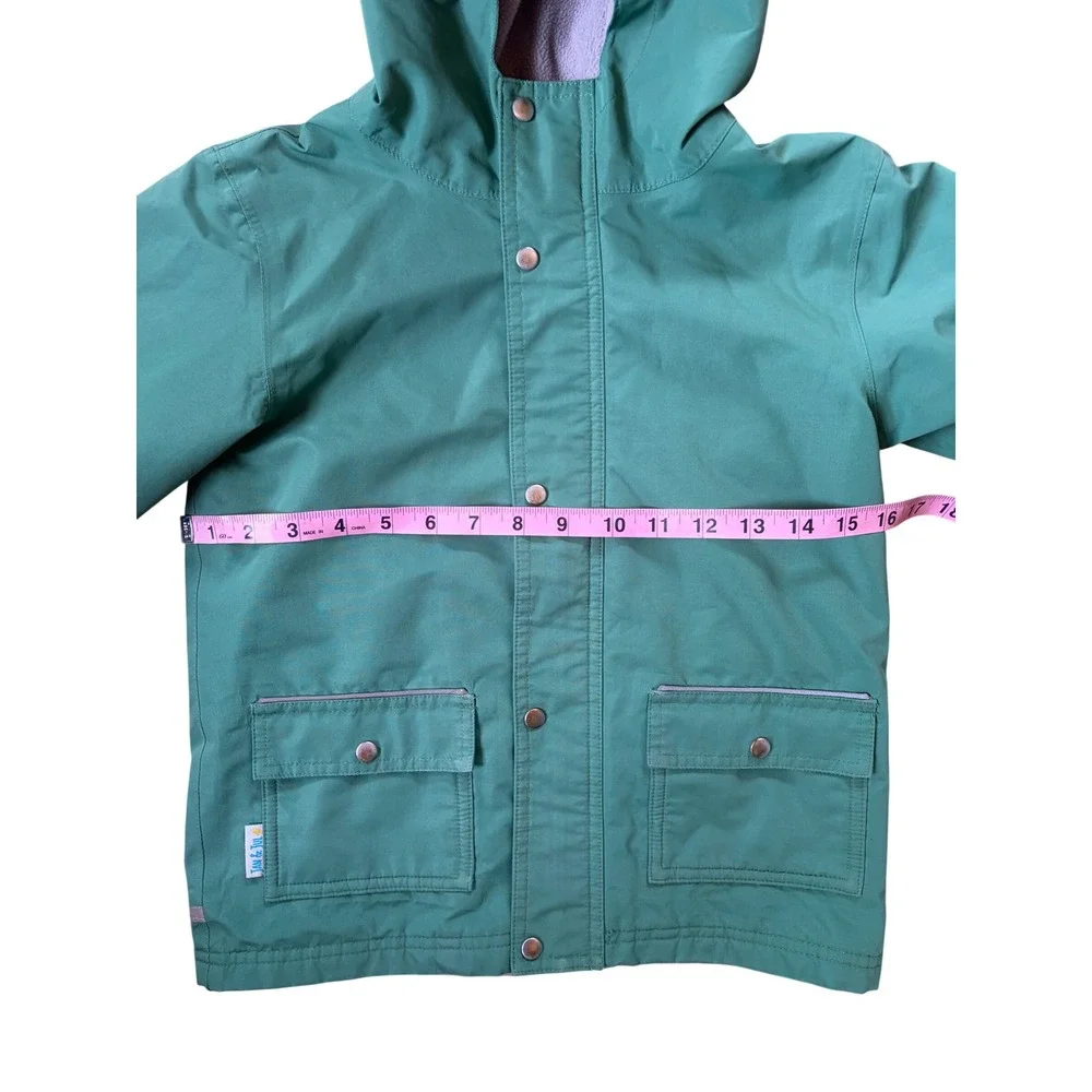 Jan & Jul Kids Green Fleece Lined Hooded Rain Jacket Coat Size 5T 5-6Y Unisex