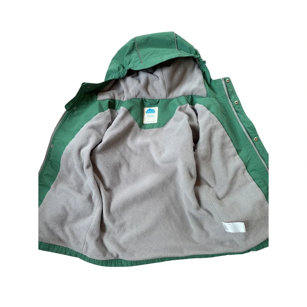 Jan & Jul Kids Green Fleece Lined Hooded Rain Jacket Coat Size 5T 5-6Y Unisex