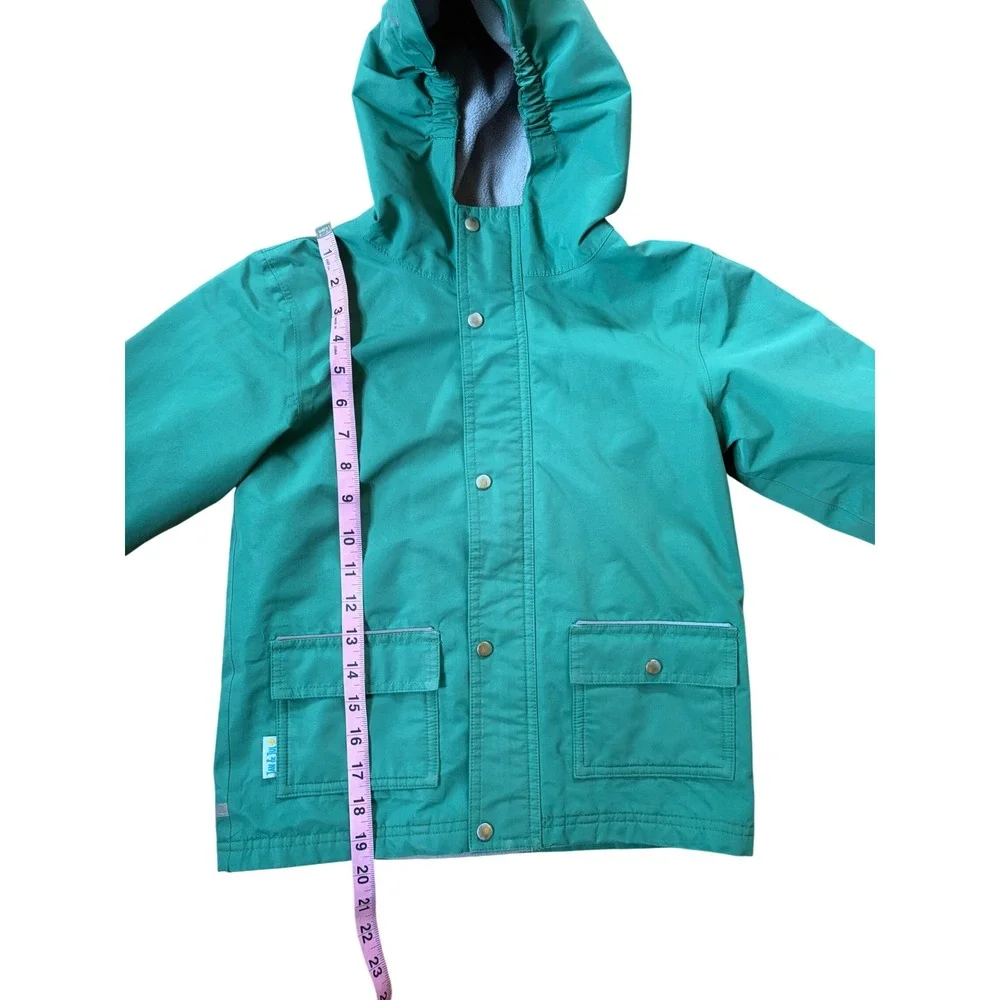 Jan & Jul Kids Green Fleece Lined Hooded Rain Jacket Coat Size 5T 5-6Y Unisex