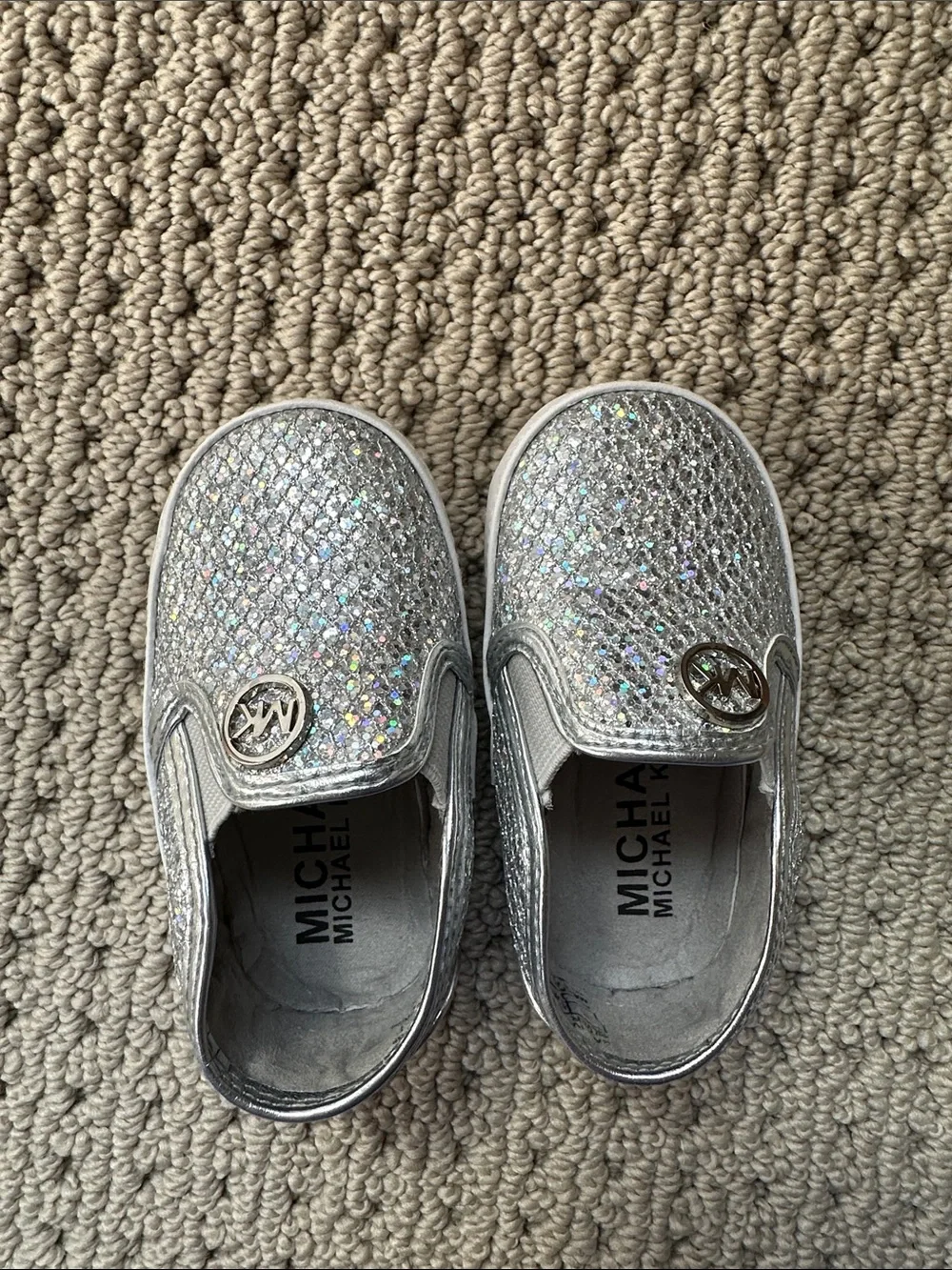 Michael Kors Girls' Silver Holographic Slip-On Sneakers