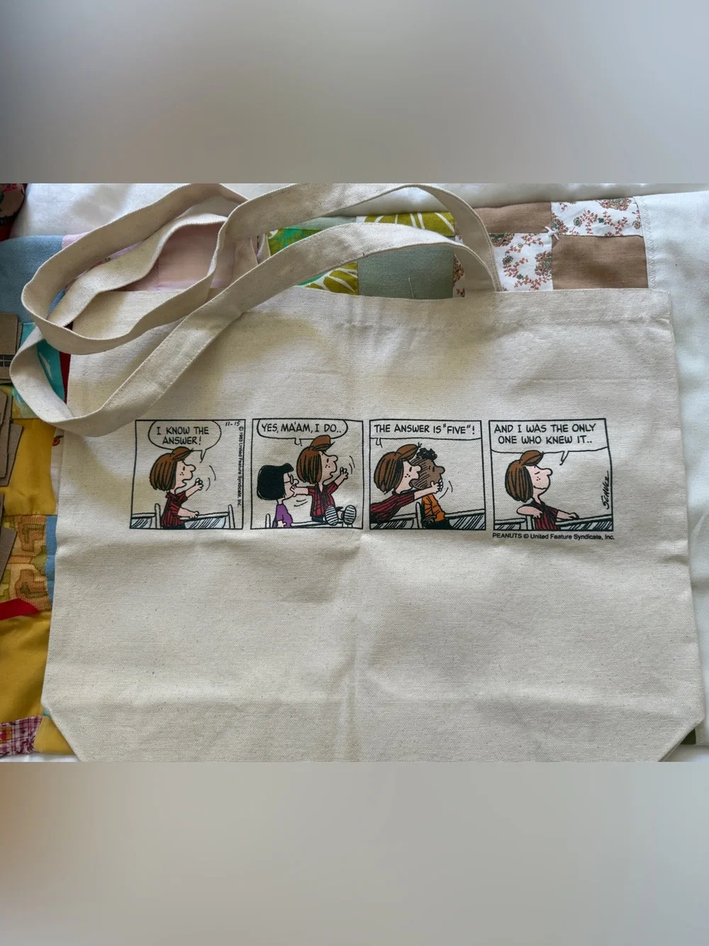 The Charles M Schulz Museum 5th Anniversary Canvas Tote Bag with Comic Strip