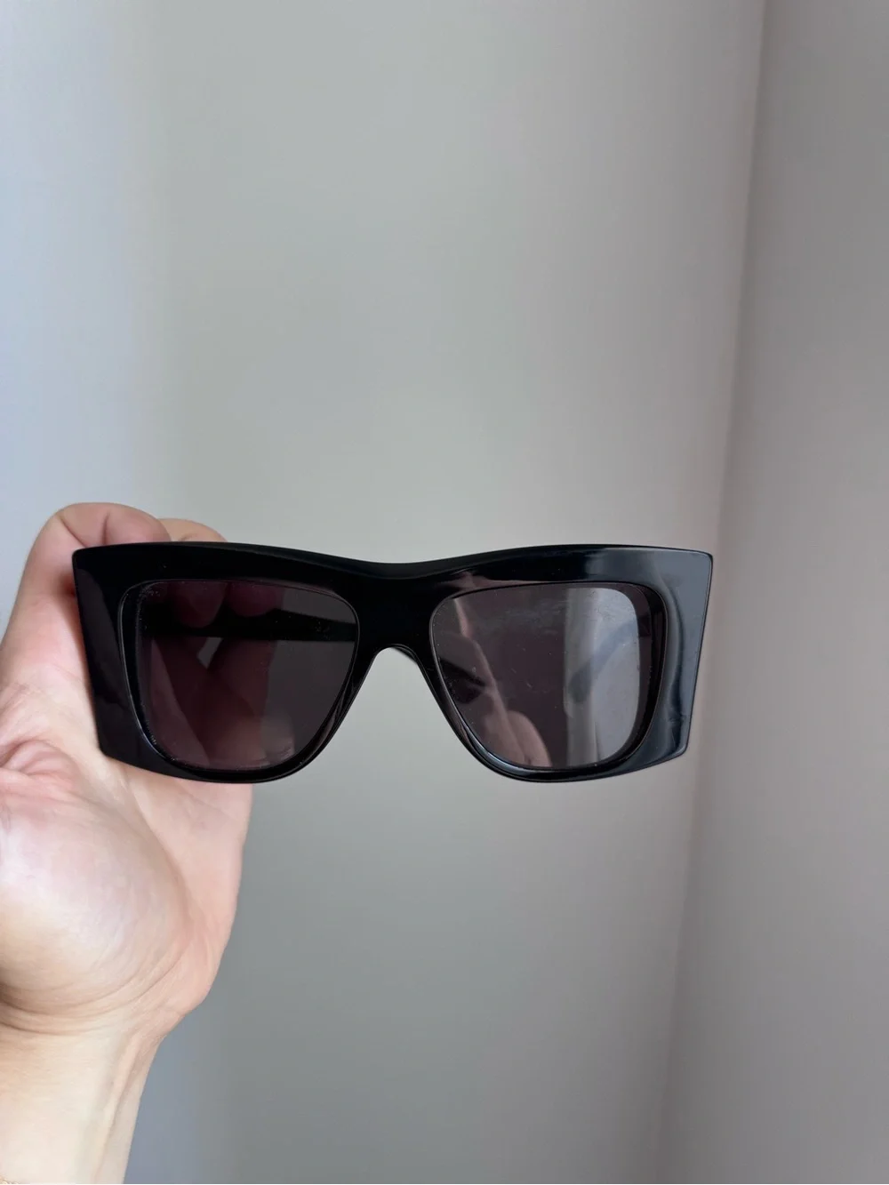 Bottega Veneta Black Oversized Rectangular Sunglasses