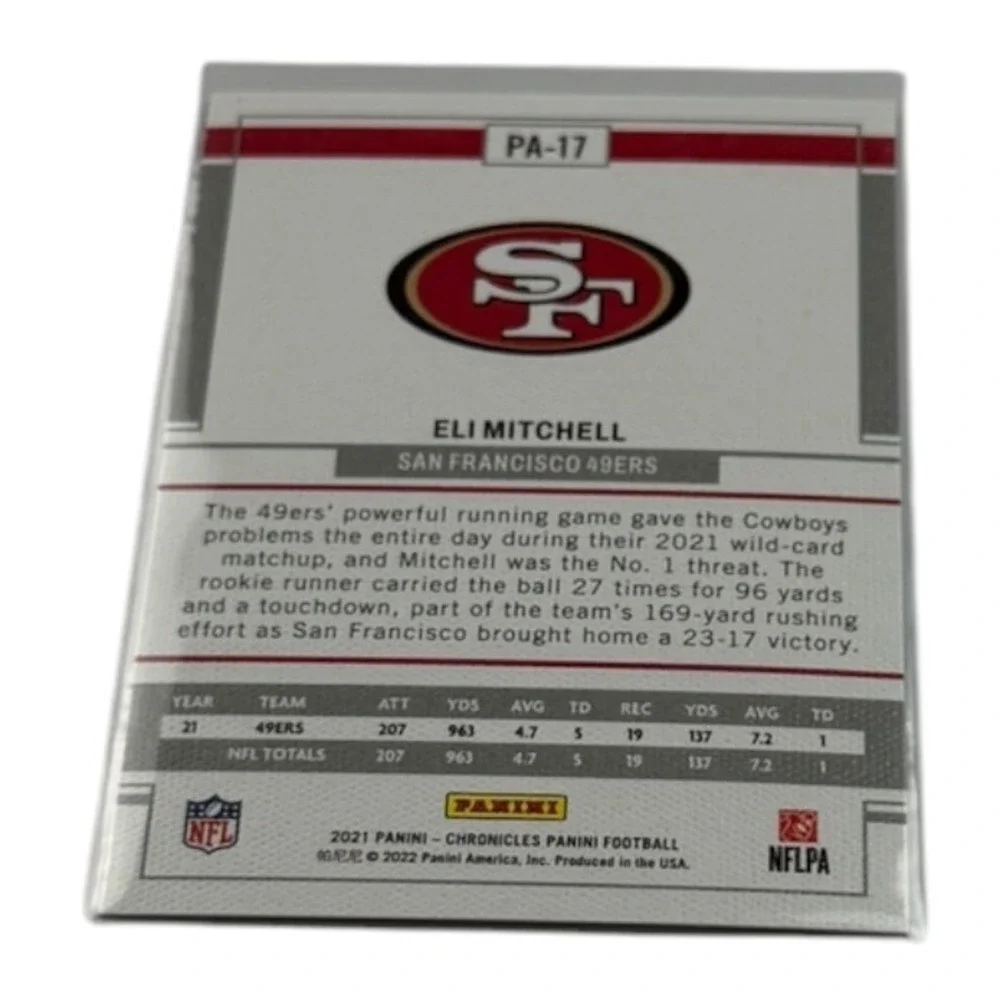 2021 Panini Chronicles Eli Mitchell San Francisco 49ers RC Pink PA-17 Rookie