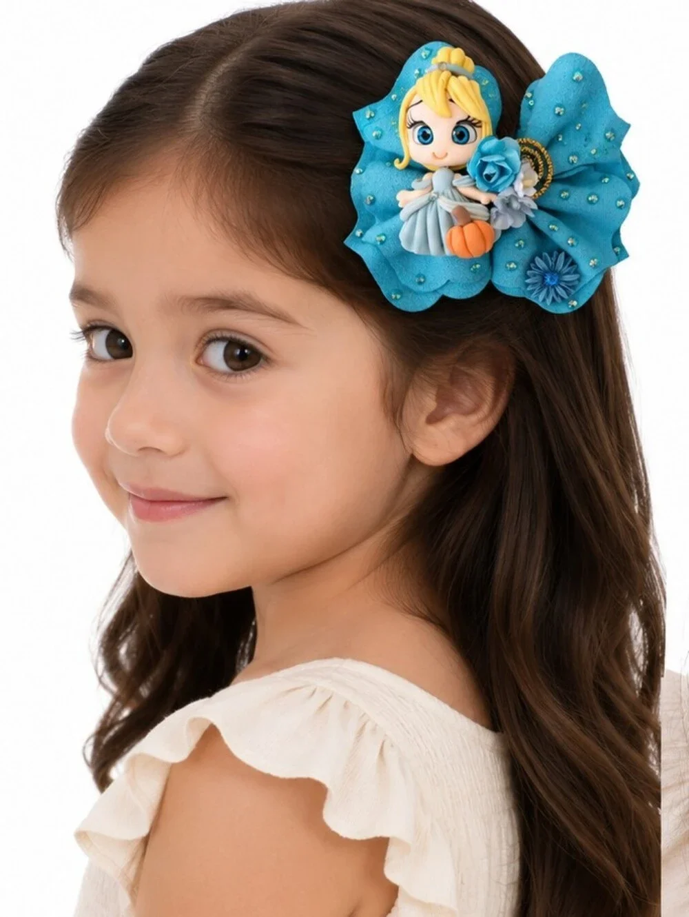 Handmade Pumpking Princess Inspired Hair Bow -Blue Boutique Girls Bow.🎀✨