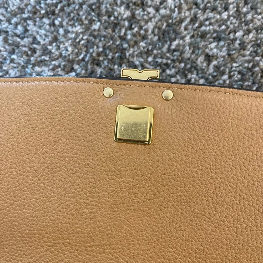 NWOT Tory Burch Britten Leather Shoulder Bag Tan Brown