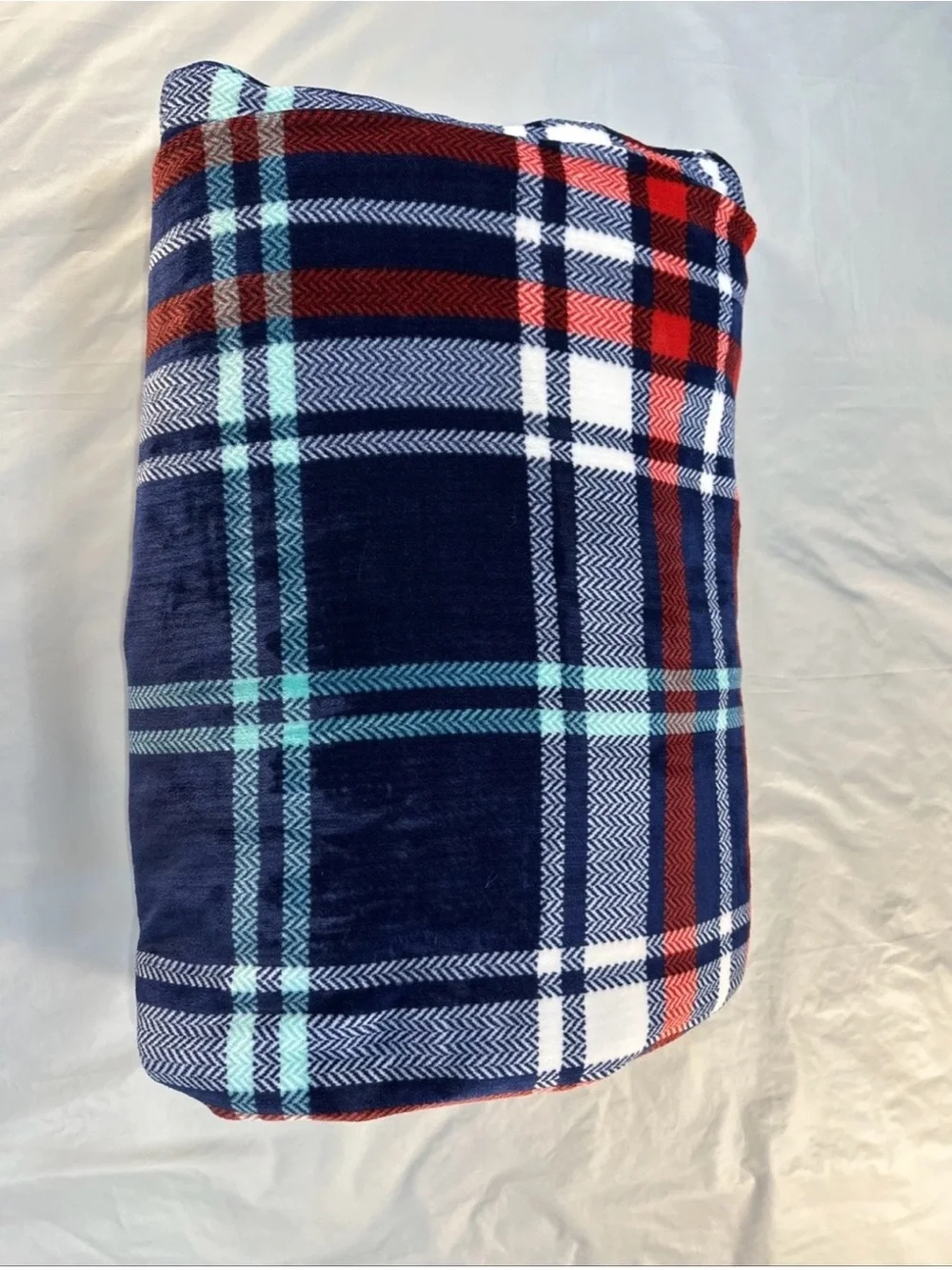 Navy Plaid Plush Throw Blanket - Unbranded 48x62 inches