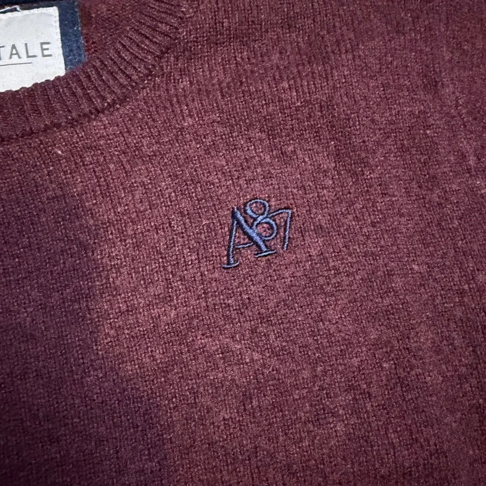 Y2K Aeropostale Mens S Burgundy A87 Logo Crewneck Knit Pullover Sweater Maroon
