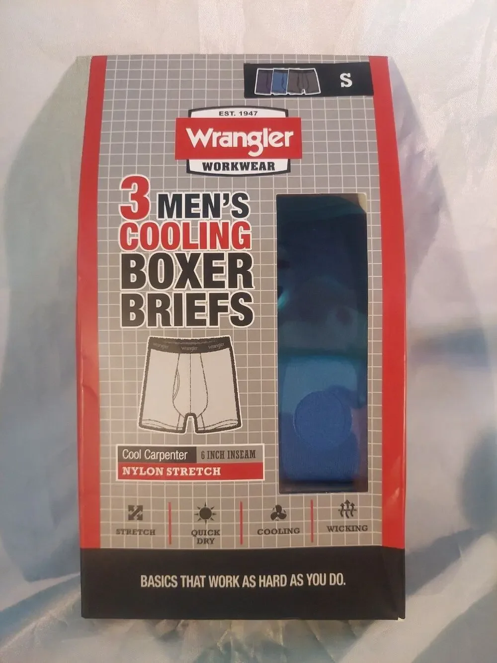 Wrangler Mens 3-Pack Cooling Nylon Stretch Boxer Briefs Size Small New