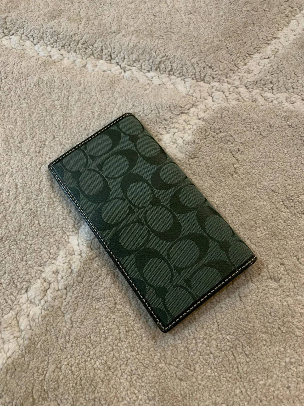 Coach Green Signature pattern Slim checkbook cover