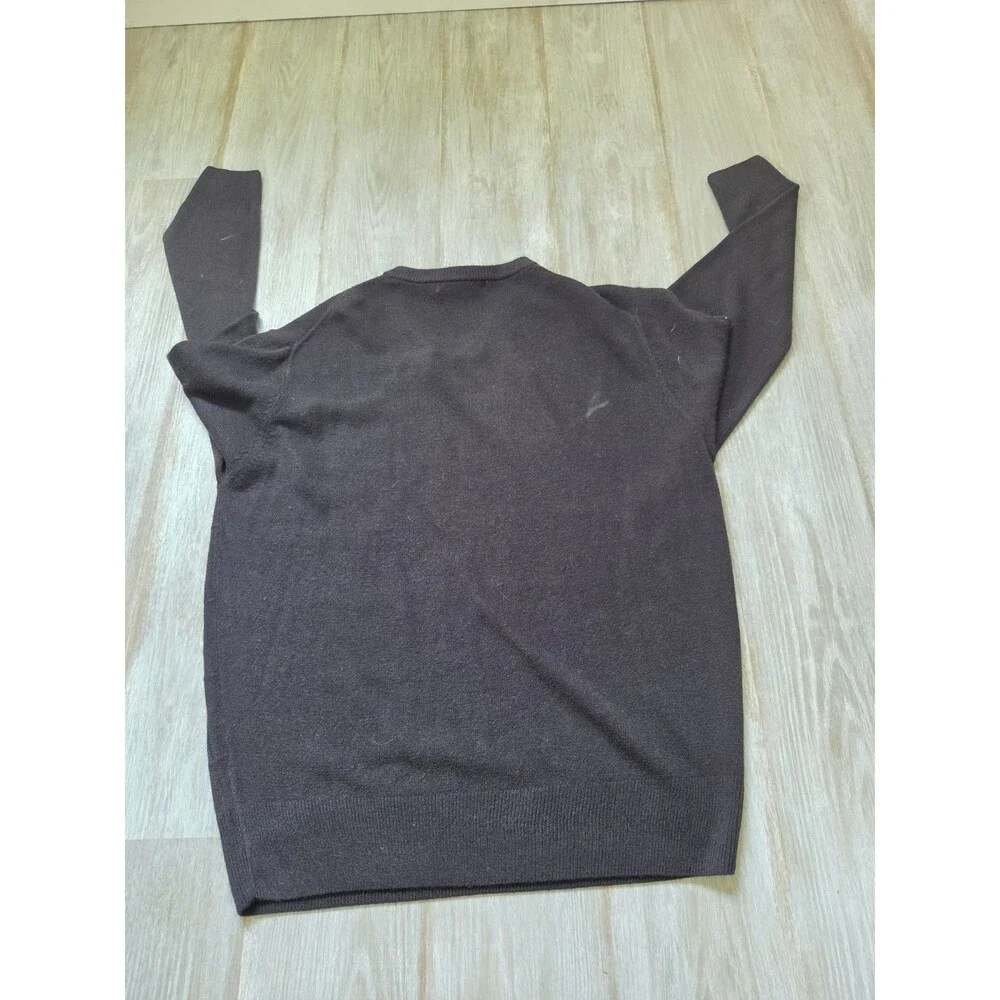 NWT Geoffrey Beene Mens Black V Neck Windowpane Textured Knit Sweater Size M