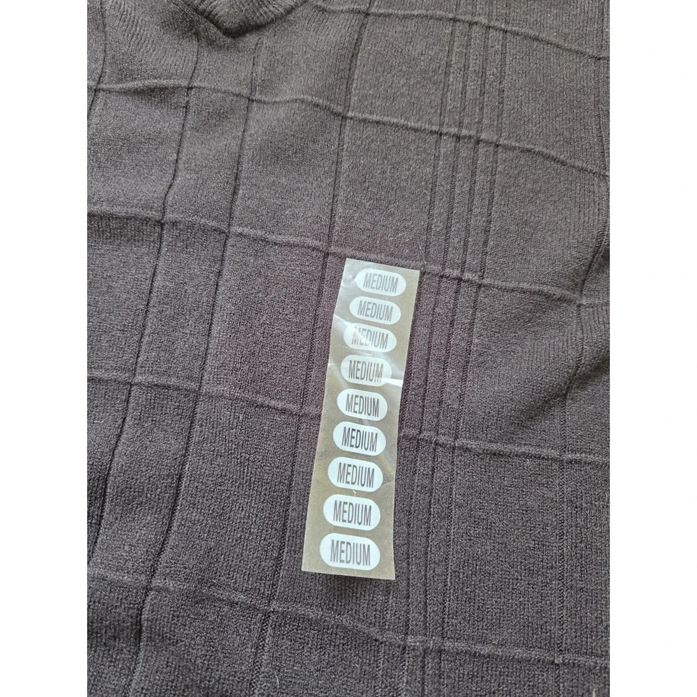 NWT Geoffrey Beene Mens Black V Neck Windowpane Textured Knit Sweater Size M