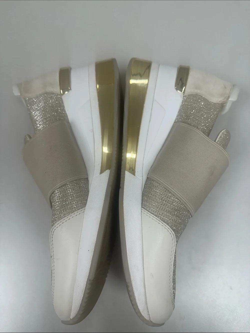 MICHAEL KORS Women’s Size 10 Felix wedge champagne gold slip on fashion sneakers