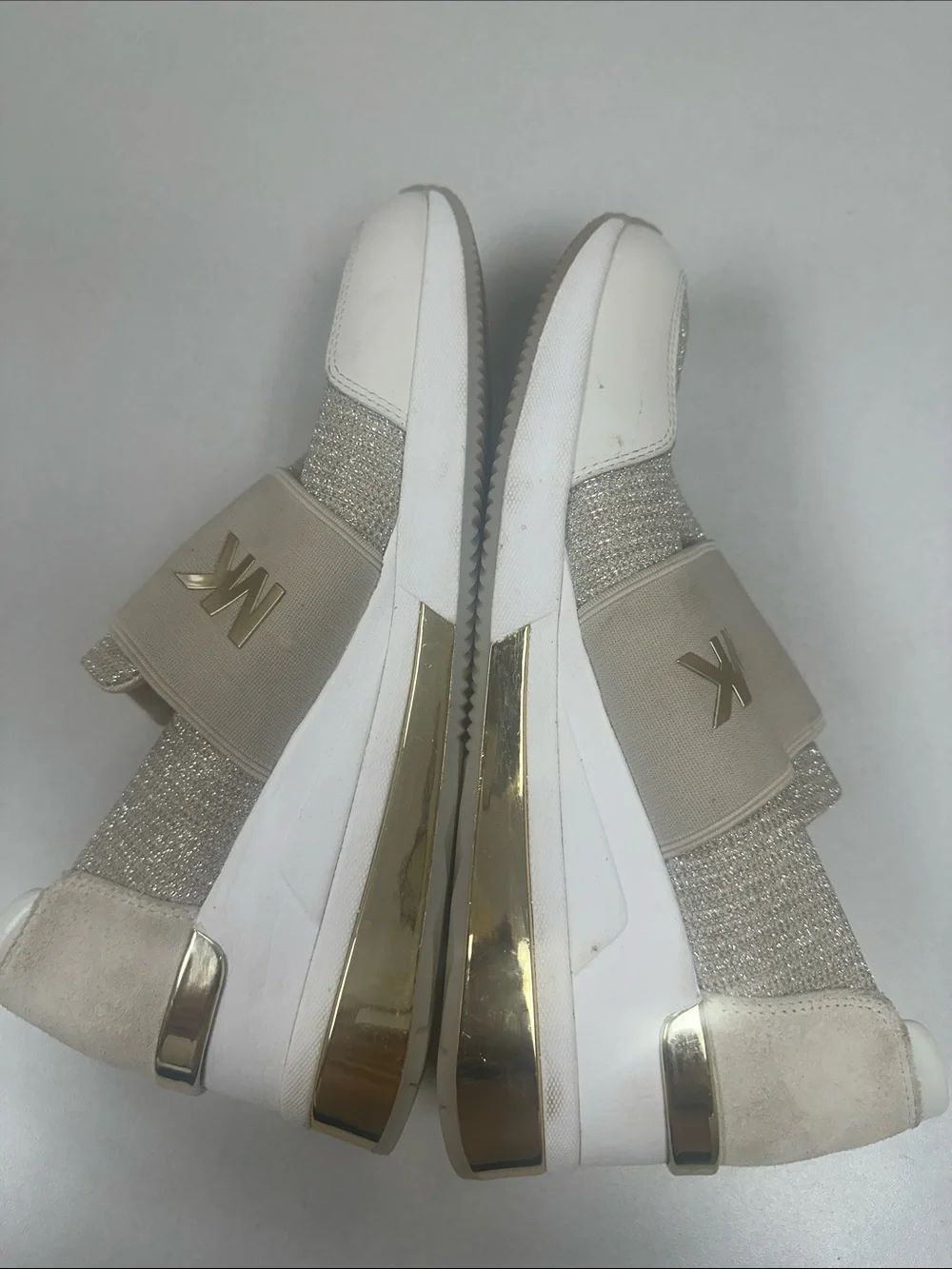 MICHAEL KORS Women’s Size 10 Felix wedge champagne gold slip on fashion sneakers