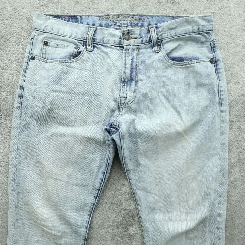 American Eagle Jeans Mens Size 32x30 Blue Slim Fit Straight Denim Light Wash