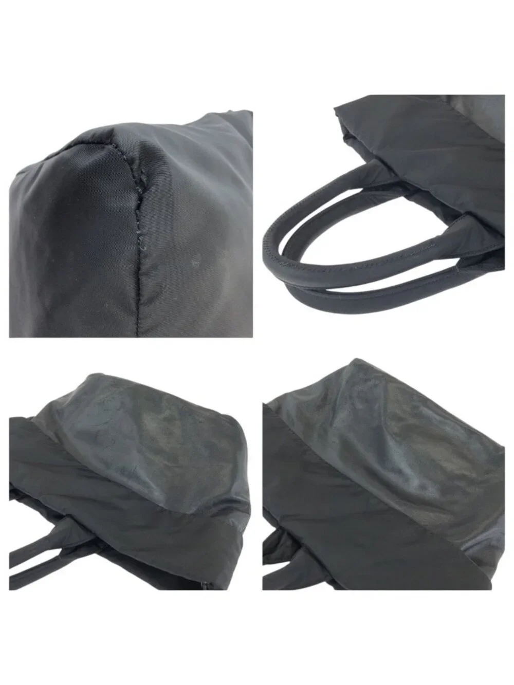 Prada Tessuto Double 2-Way Reversible Black Silver Nylon Leather Tote