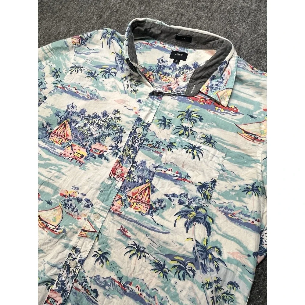 J.CREW Men's‎ Button-Front Shirt Adult XL Slim Multi Colored Hawaiian Buttton