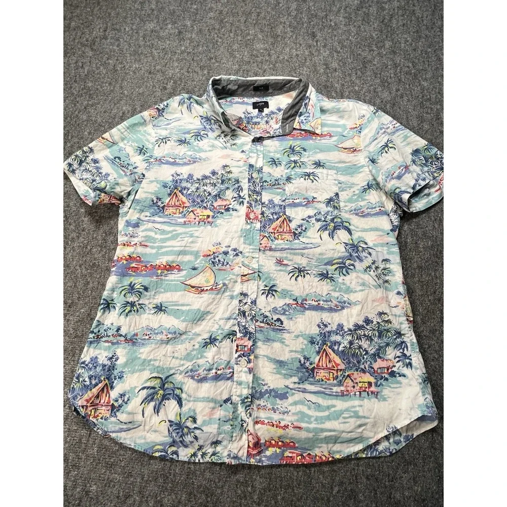 J.CREW Men's‎ Button-Front Shirt Adult XL Slim Multi Colored Hawaiian Buttton