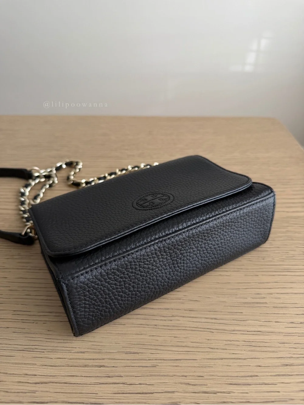 Tory Burch Black Pebbled Leather Chain Crossbody Bag