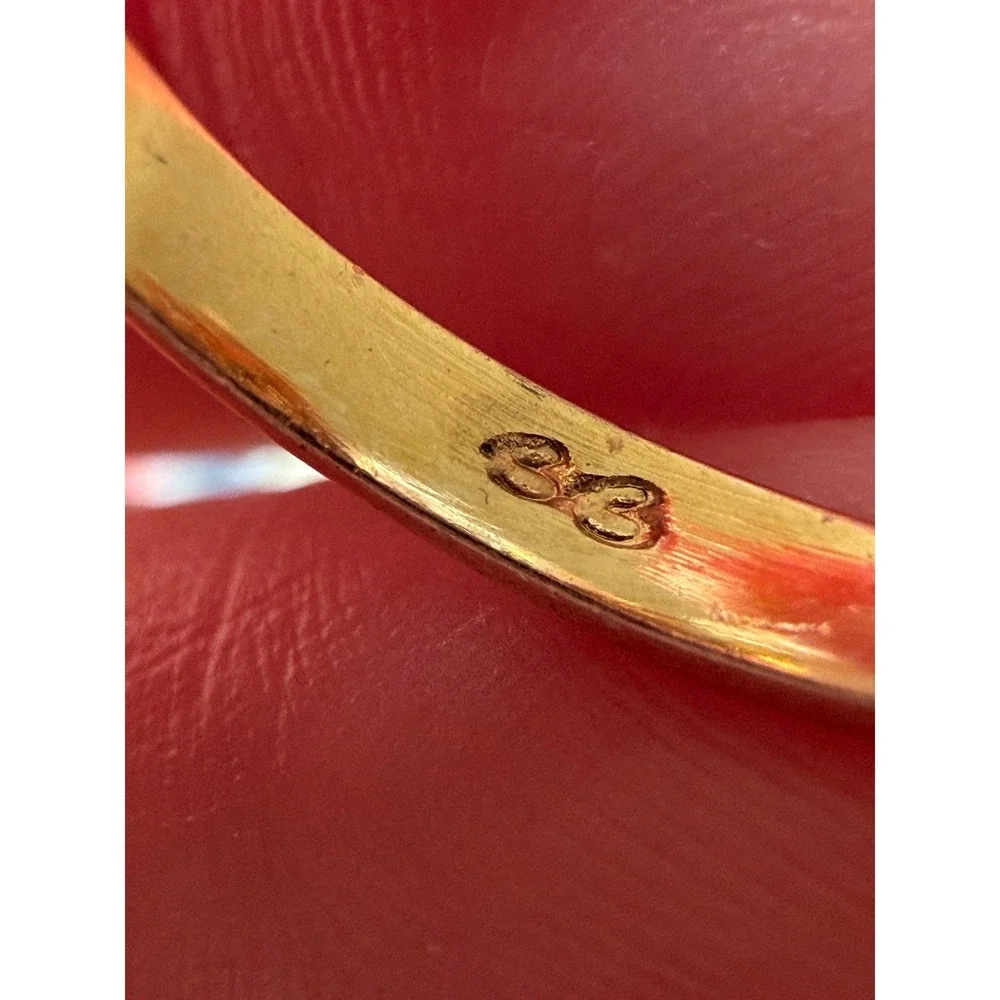 Vintage Gold Marquise size 6.5  amethyst Cocktail Ring Clear Accents signed BB‎