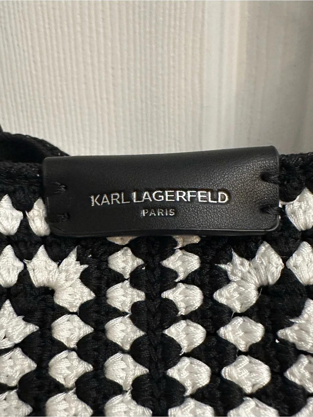 Karl Lagerfeld Black and White Woven Tote