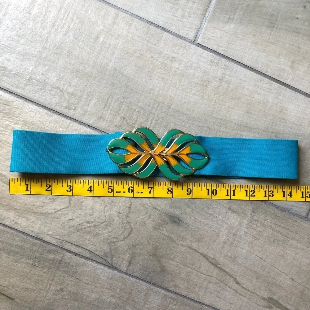 Vintage belts bundle - teal leaf and magenta blue braid.
