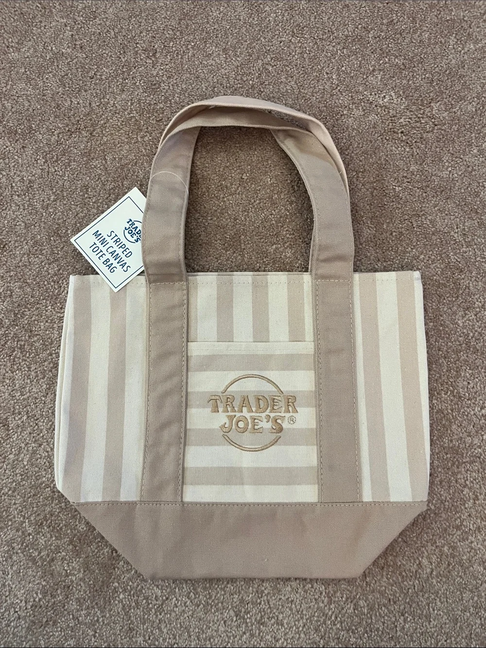 Trader Joe's Beige Stripe Canvas Tote