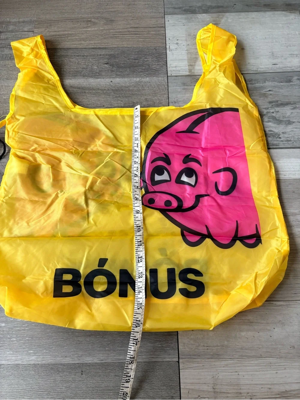 NWT Bonus Iceland  Shopping Bag Tote with Pouch Pink Pig Reusable Foldable