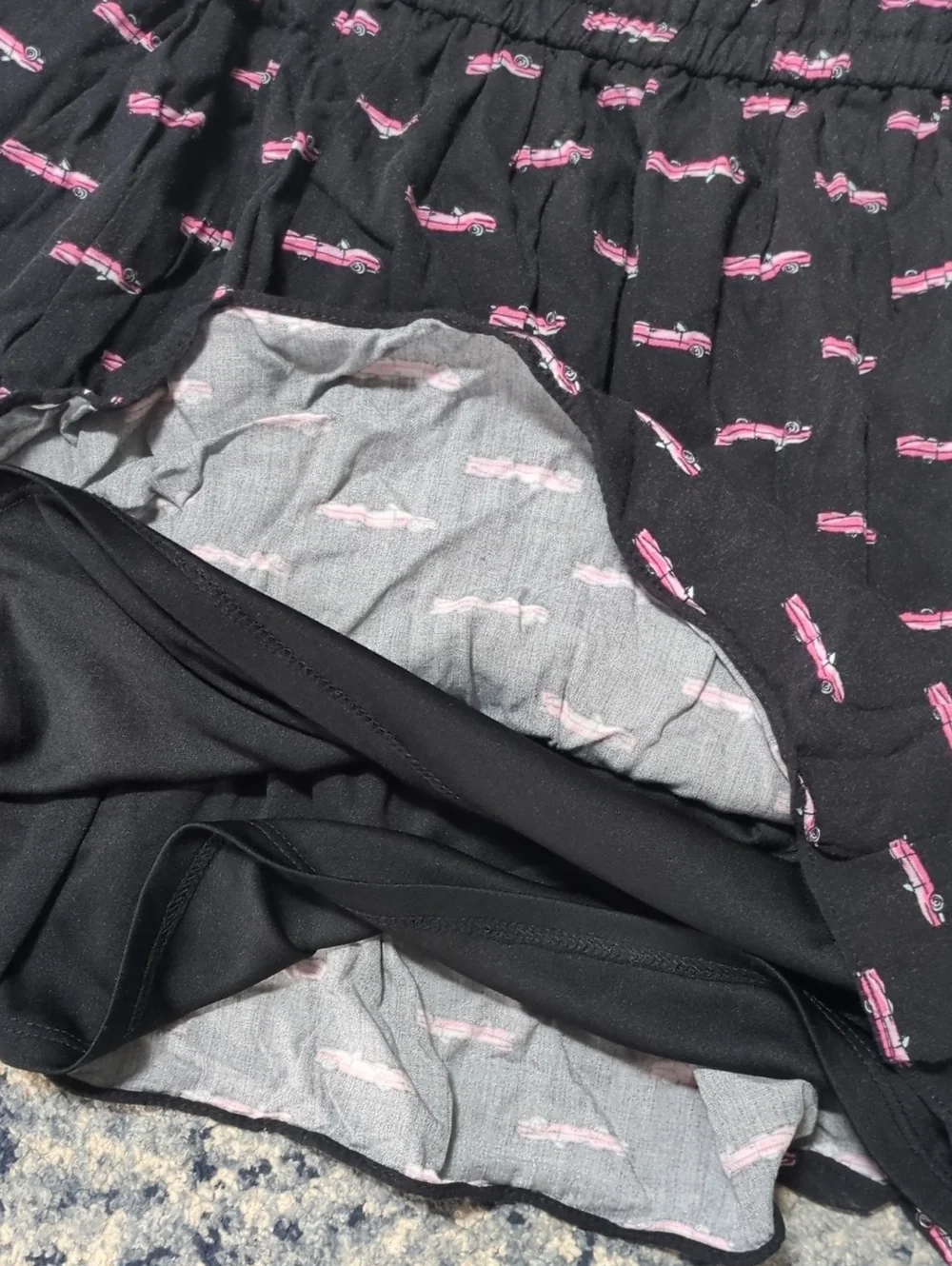 Kate Spade New York Black Pink Car Print Fit & Flare Dress Size 8
