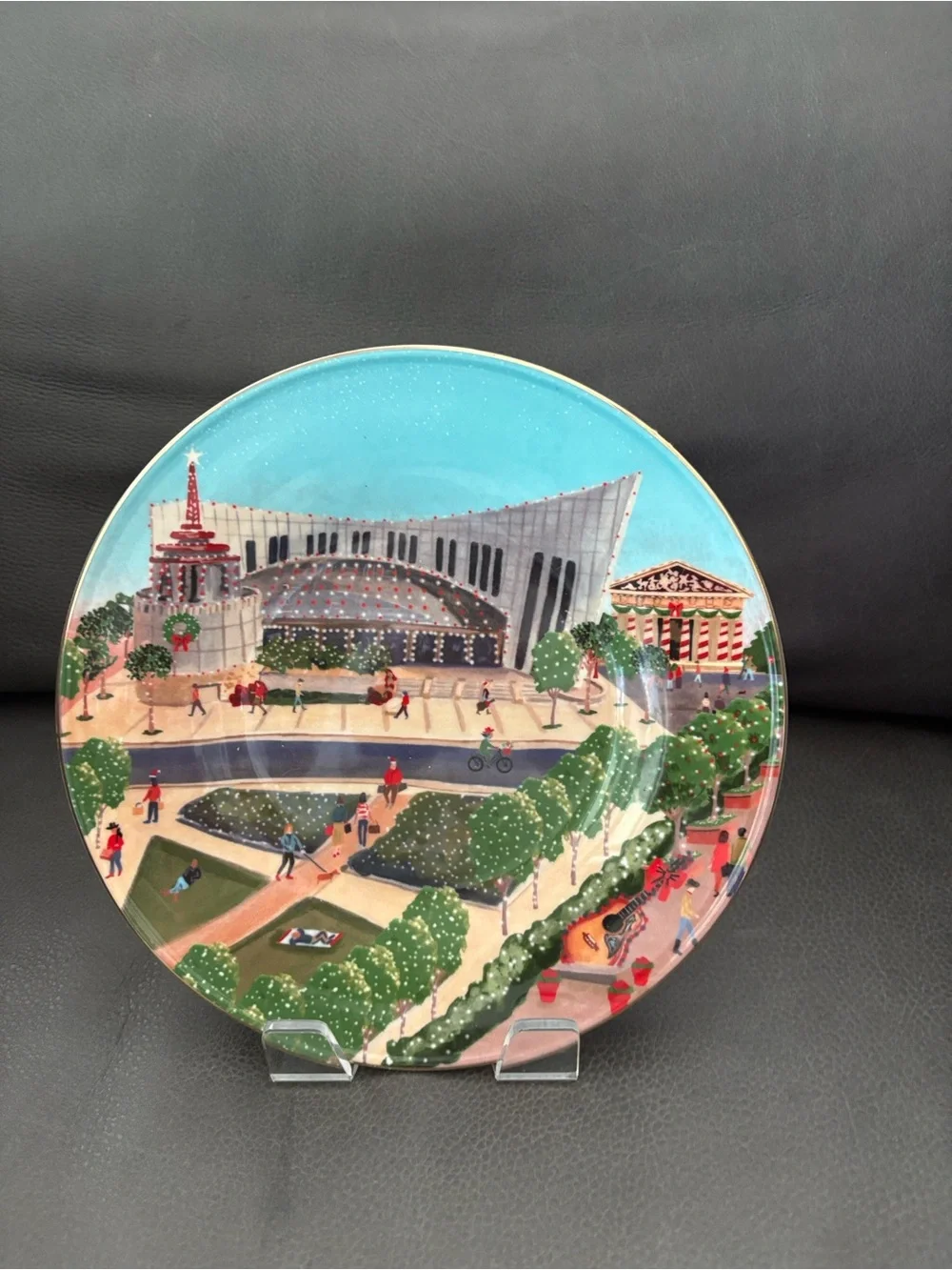 Anthropologie Nashville Cityscape Plate in Turquoise, Green, Red